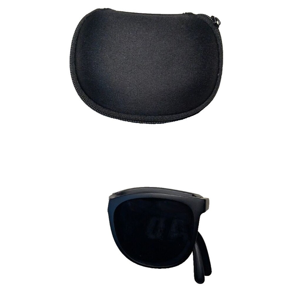 Matte Black Square Folding Sunglasses  – Classic Style + Case Included